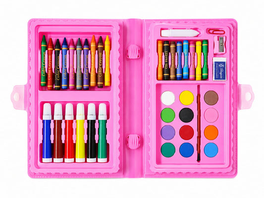 42 PCS Kids Art Set – Portable Drawing & Painting Kit with Crayons, Watercolors & Markers for Boys & Girls