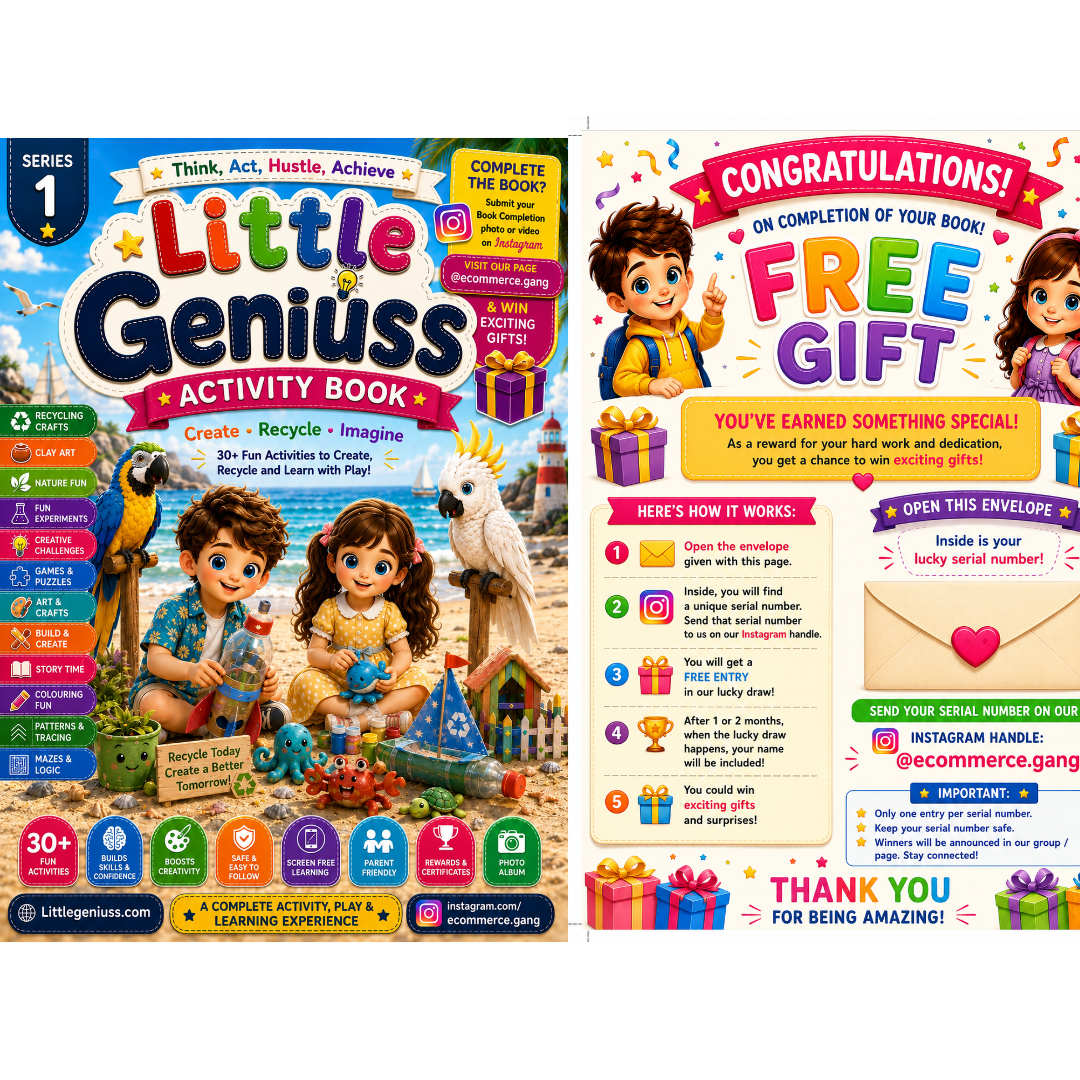 Little Geniuss Activity Book – 30+ Educational Activities, STEM Experiments, Recycling Crafts & Creative Learning for Kids (Series 1)