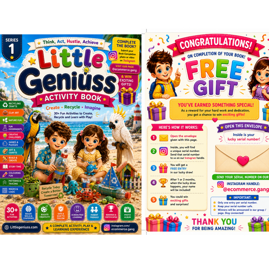 Little Geniuss Activity Book – 30+ Educational Activities, STEM Experiments, Recycling Crafts & Creative Learning for Kids (Series 1)